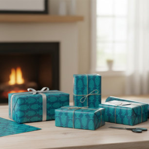 Blaugrüne Angel-Verpackungspapier Geschenkpapier