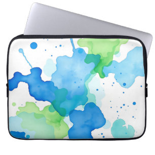 Blaugrüne Aquarell-Abstrakt-Patrouille Laptopschutzhülle