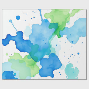 Blaugrüne Aquarell-Abstrakt-Pattern Geschenkpapier