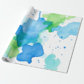 Blaugrüne Aquarell-Abstrakt-Pattern Geschenkpapier (Ungerollt)
