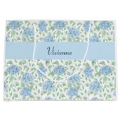 Blaugrüne Aquarell-Monogramm-Name mit Wildblumen Große Geschenktüte (Vorderseite)