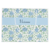 Blaugrüne Aquarell-Monogramm-Name mit Wildblumen Große Geschenktüte (Rückseite)
