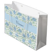 Blaugrüne Aquarell-Monogramm-Name mit Wildblumen Große Geschenktüte (Vorderseite Schrägansicht)