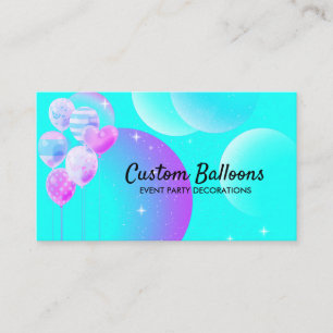 Blaugrüne Aquarell-Partyballons Visitenkarte