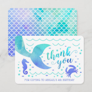 Blaugrüne Aquarell Unterwasser Meerjungfrau Danke Einladung