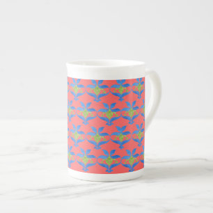 Blaugrüne Art Nouveau Muster Bone China Tasse