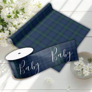 Blaugrüne Babyschrift Elegante Babyparty-Satin Satinband