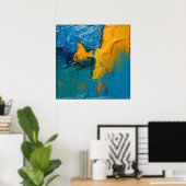 Blaugrüne & Bernstein-Impasto-Abstrakte-Kunstposte Poster (Heimbüro)