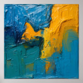 Blaugrüne & Bernstein-Impasto-Abstrakte-Kunstposte Poster (Vorne)