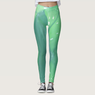Blaugrüne Blatt-Pflanze-Pastellfarben-Leggings Leggings