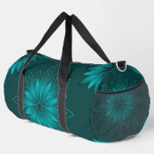 Blaugrüne Blättchen-Mandala-Design auf Dunkelzyan Duffle Bag (Rechte Ecke)