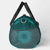 Blaugrüne Blättchen-Mandala-Design auf Dunkelzyan Duffle Bag (Rechts)