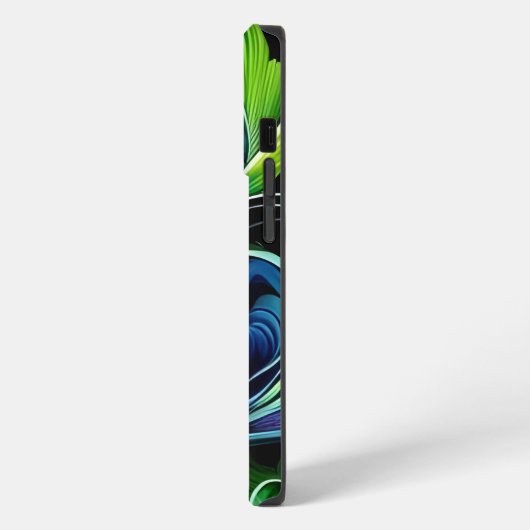 Blaugrüne Blätter abstrakt iPhone Hülle (Linke Seite)