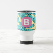 Blaugrüne Blätter Botanisches Muster Helles Rosa M Reisebecher (Mittel)