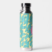 Blaugrüne Blätter Botanisches Muster Helles Rosa M Trinkflasche (Rechts)