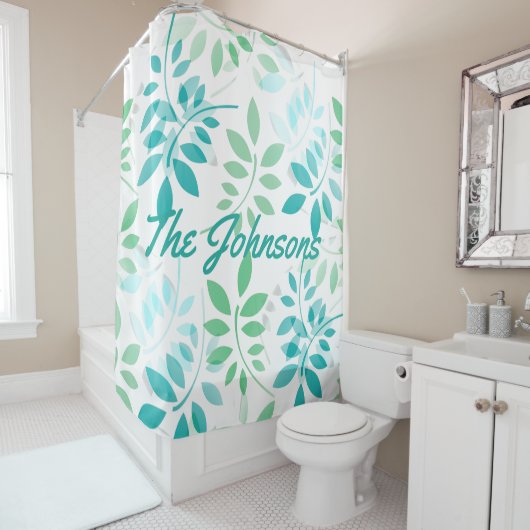 Blaugrüne Blätter Duschvorhang (Beispiel)
