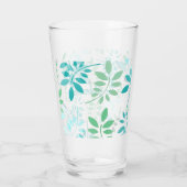 Blaugrüne Blätter Glas (Rückseite)