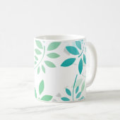 Blaugrüne Blätter Kaffeetasse (VorderseiteRechts)