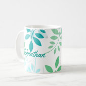 Blaugrüne Blätter Kaffeetasse (Vorderseite Links)