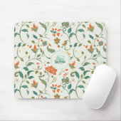 Blaugrüne Blätter & Orangefarbenes Blumenmuster im Mousepad (Mit Mouse)
