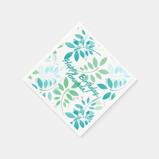 Blaugrüne Blätter Serviette (Ecke)