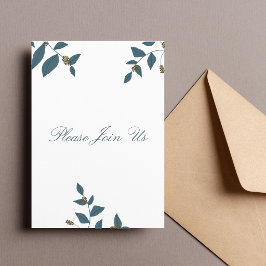 Blaugrüne Blätter und helle Beeren gefaltet Einladung