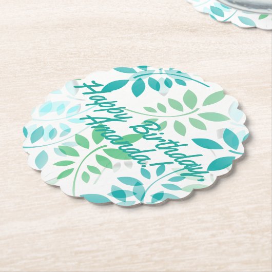 Blaugrüne Blätter Untersetzer (angewinkelt)