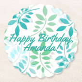 Blaugrüne Blätter Untersetzer (Vorderseite)