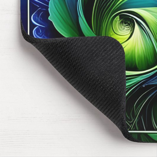 blaugrüne Blattlinie abstrakt Mousepad (Ecke)