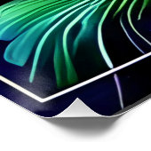 blaugrüne Blattlinie abstrakt Poster (Ecke)