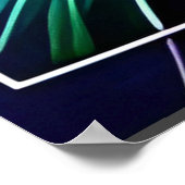 blaugrüne Blattlinie abstrakt Poster (Ecke)