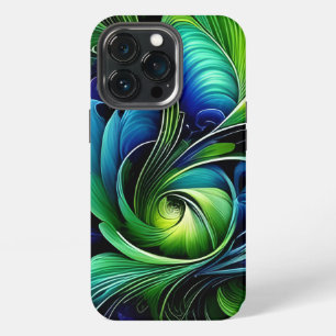 Blaugrüne blättrige Abstraktion iPhone 13 Pro Hülle