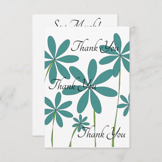 Blaugrüne Blume Dankeskarte (Vorne/Hinten)