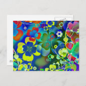 Blaugrüne Blume Postkarte (Vorne/Hinten)