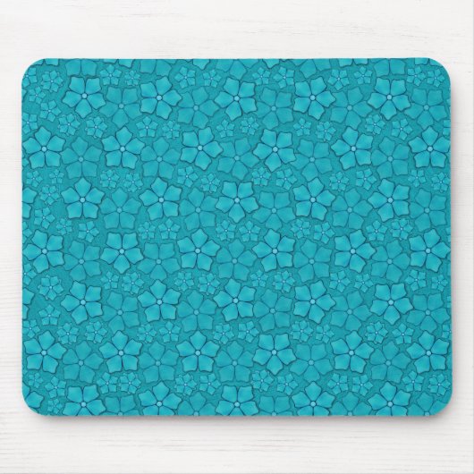 Blaugrüne Blumengestaltung Mousepad (Vorne)
