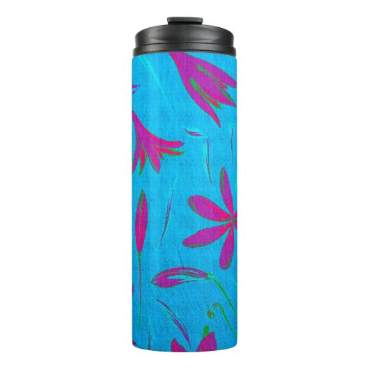 Blaugrüne Blütenbrise Thermosbecher (Vorderseite)
