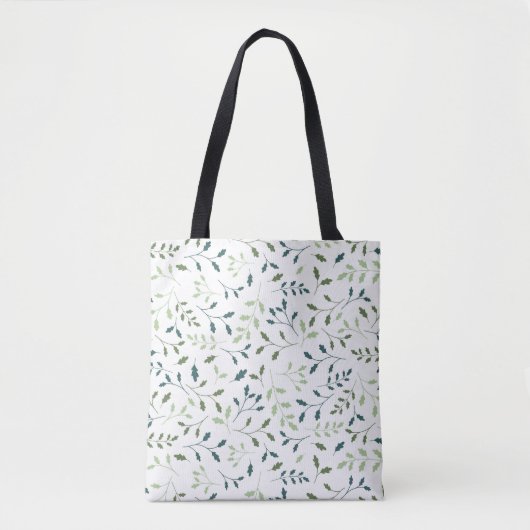 Blaugrüne Botanische Blätter Muster Tasche (Vorderseite)