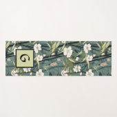 Blaugrüne Chinoiserie-Initial-Tropenblumen Yogamatte (Vorderseite (Horizontal))