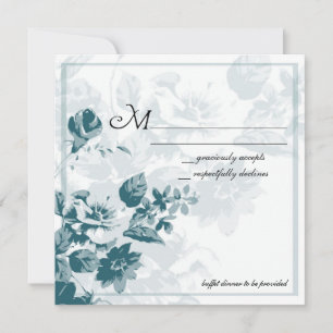 Blaugrüne elegante Blumen-Hochzeits-RSVP-Karten Einladung