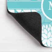 Blaugrüne elegante Blumenmuster Mousepad (Ecke)