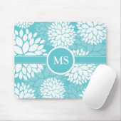 Blaugrüne elegante Blumenmuster Mousepad (Mit Mouse)