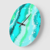 Blaugrüne Expressive Malerei Muster Große Wanduhr (Winkel)