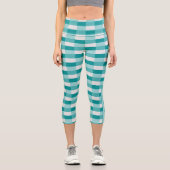 Blaugrüne Farbfelder mit Hellgrau Capri Leggings (Vorderseite)