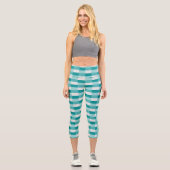 Blaugrüne Farbfelder mit Hellgrau Capri Leggings (Vorderseite)