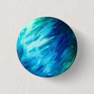 Blaugrüne Feder Abstrakt Button