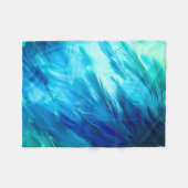 Blaugrüne Feder Abstrakt Fleecedecke (Vorderseite (Horizontal))