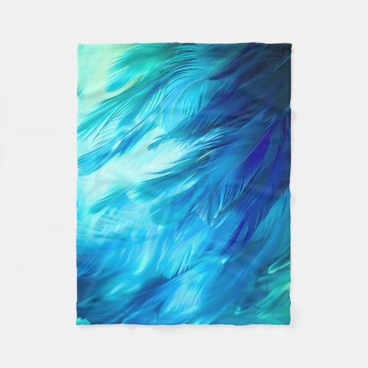 Blaugrüne Feder Abstrakt Fleecedecke (Vorderseite)