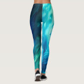 Blaugrüne Feder Abstrakt Leggings (Rückseite)