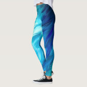 Blaugrüne Feder Abstrakt Leggings (Links)