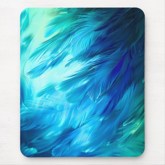 Blaugrüne Feder Abstrakt Mousepad (Vorne)